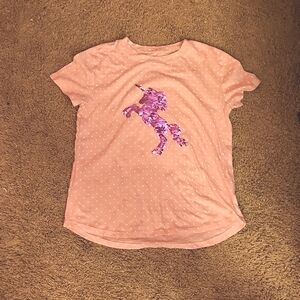 Polka dot with sequins flip unicorn top